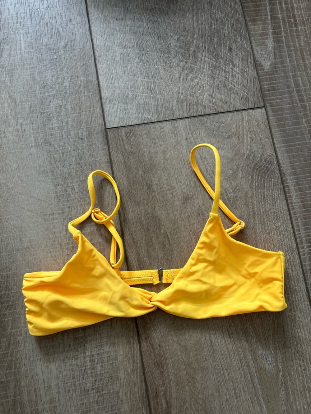 Zaful Yellow Twist Front Bikini Top